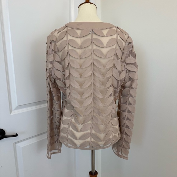 Bagatelle Women's Faux Leather Leaf Mesh Zip-Up Jacket Size X-large Beige‎ Taupe - Picture 5 of 13